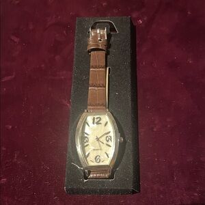 Avon‎ Gold Dial  with Brown classic faux  croco band watch